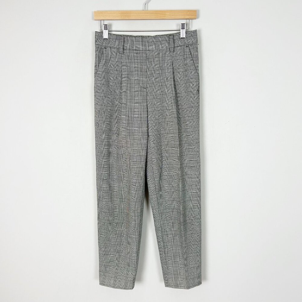 Loft Black Houndstooth Ankle Pants Pleated Fall Career Size XS‎ Women's